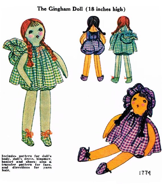 18 Gingham Doll Pattern Mccall 1774 Etsy