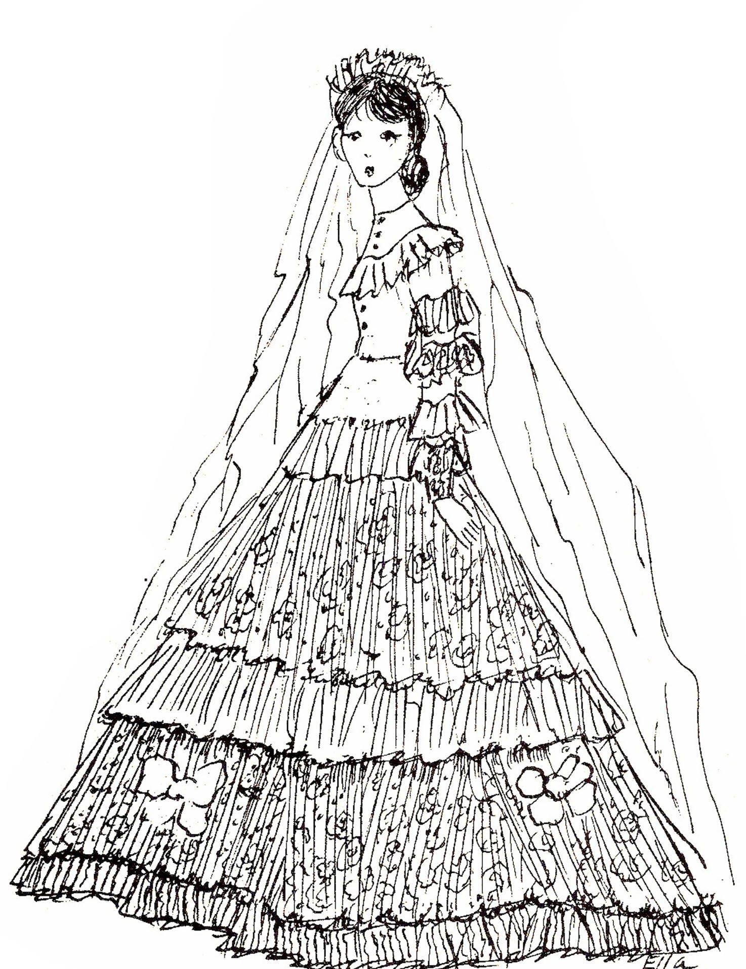 5-1/2 Doll's Wedding Gown and Veil Pattern by Ella | Etsy