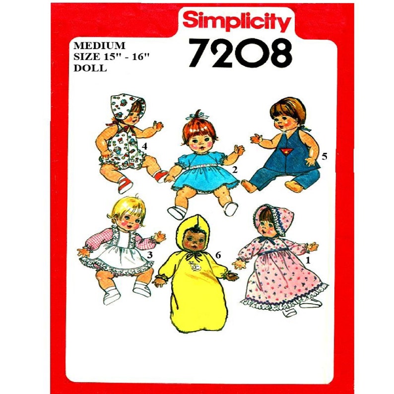 15 16 Baby Doll Clothes Pattern Simplicity 7208 Etsy