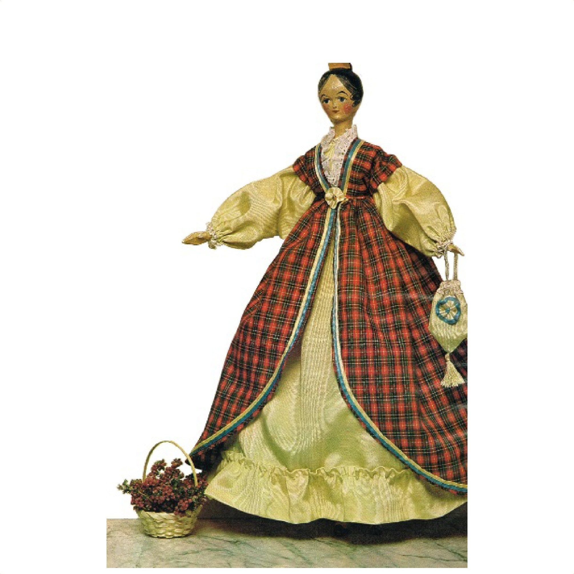 19th Century Wood Doll Carving Pattern, Including Instructions For Her Clothes