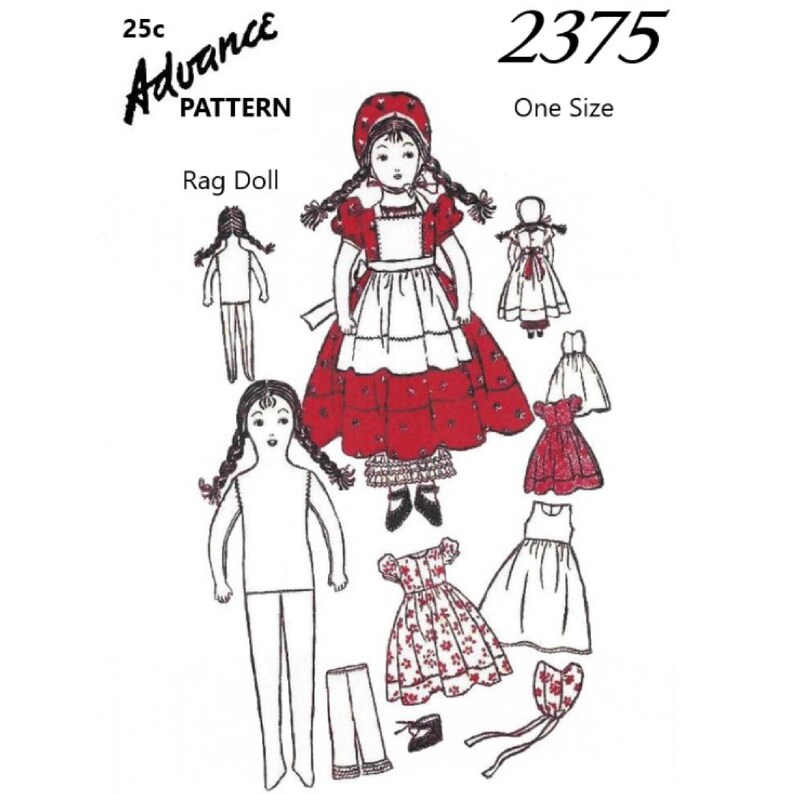 15 Doll Pattern Advance 2375 Cloth Doll Pattern Doll Etsy