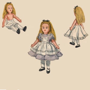 18 Alice In Wonderland Doll & Doll Clothes Simplicity 2240 Vintage Sewing Pattern image 2