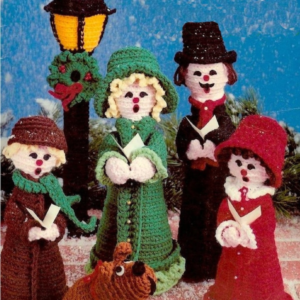 10 Christmas Carolers & Toys Crochet Pattern Christmas Wreath Snowman Christmas Decorations Vintage Crochet PDF Digital Download