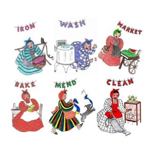 Vintage Days Of The Week Hand Embroidery Motifs, Hot Iron Transfers For Tea Towels, Dish Towels, And More, Vintage Pattern From 1942