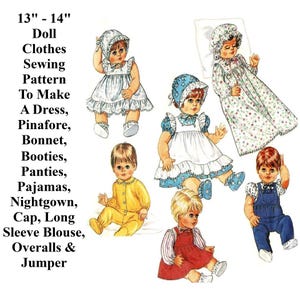13&quot; to 14&quot; Baby Doll Clothes Sewing Pattern