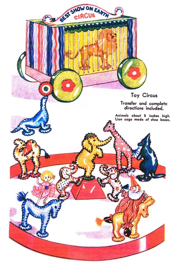 Toy Circus Pattern Circus Animals Clown Circus Wagon Etsy