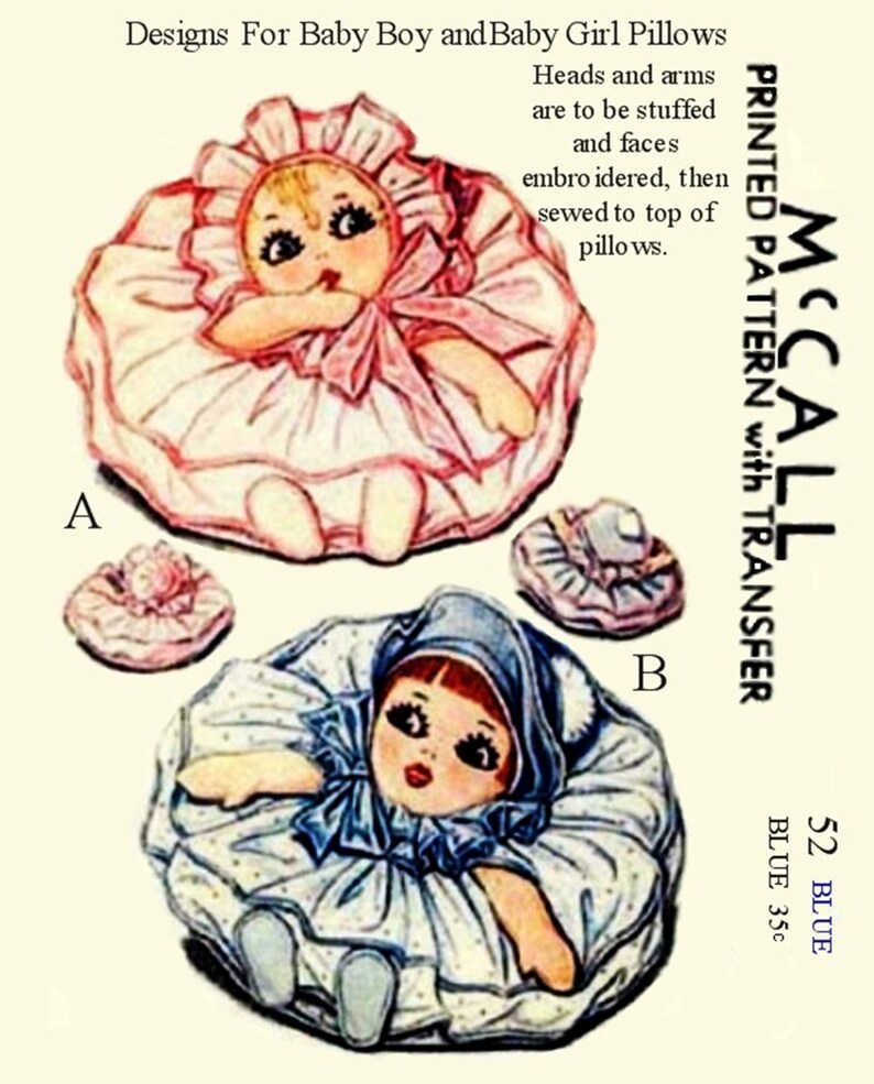 Pillow Dolls Digital Download McCall 52 Doll Pillow Baby Etsy