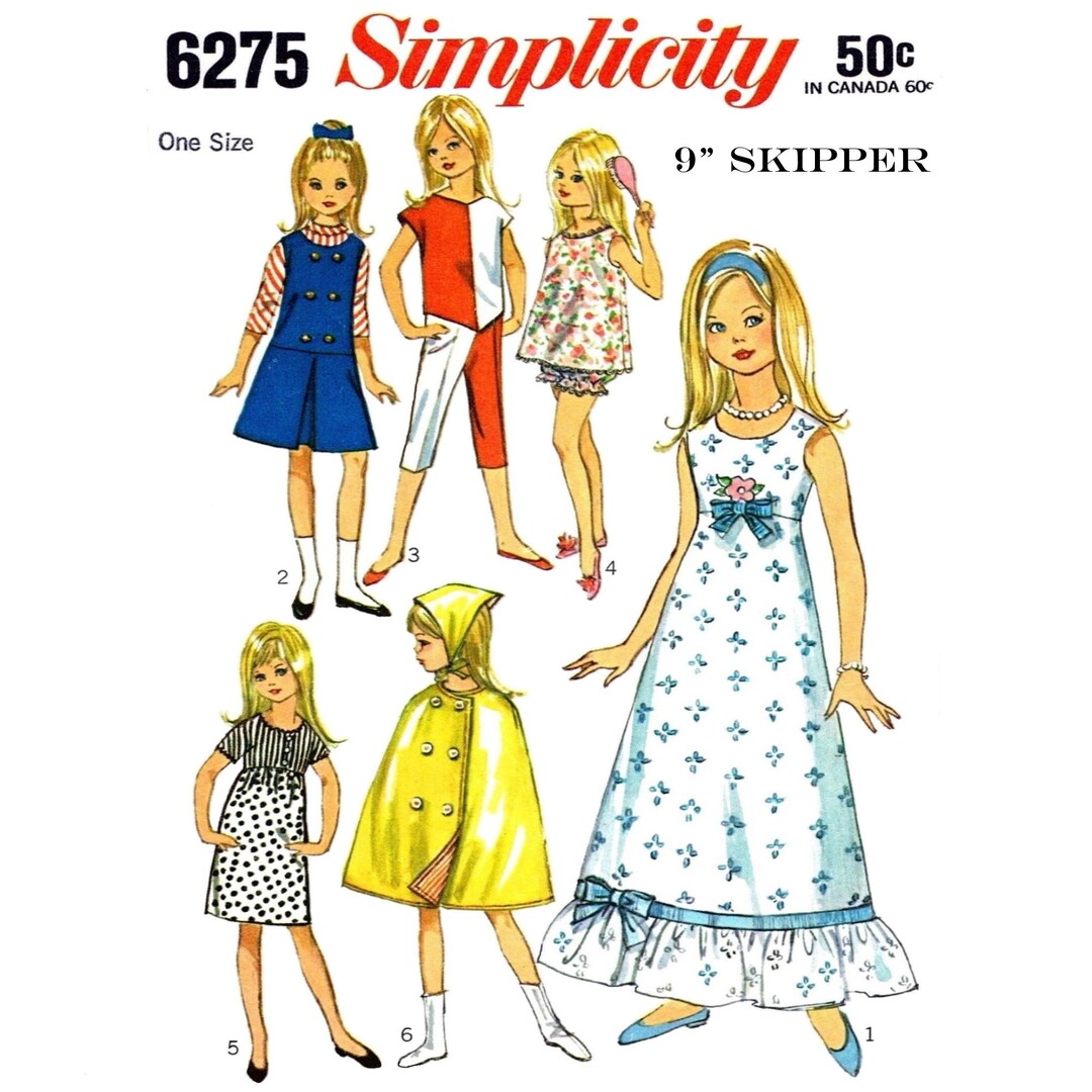9 Skipper Doll Clothes Pattern Simplicity 6275 Vintage Pattern PDF ...