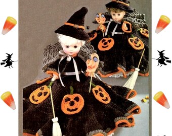 13" Witch Doll Clothes Crochet Pattern Halloween Witch's Costume Pattern, Bed Doll, Music Doll (Read Description Please)