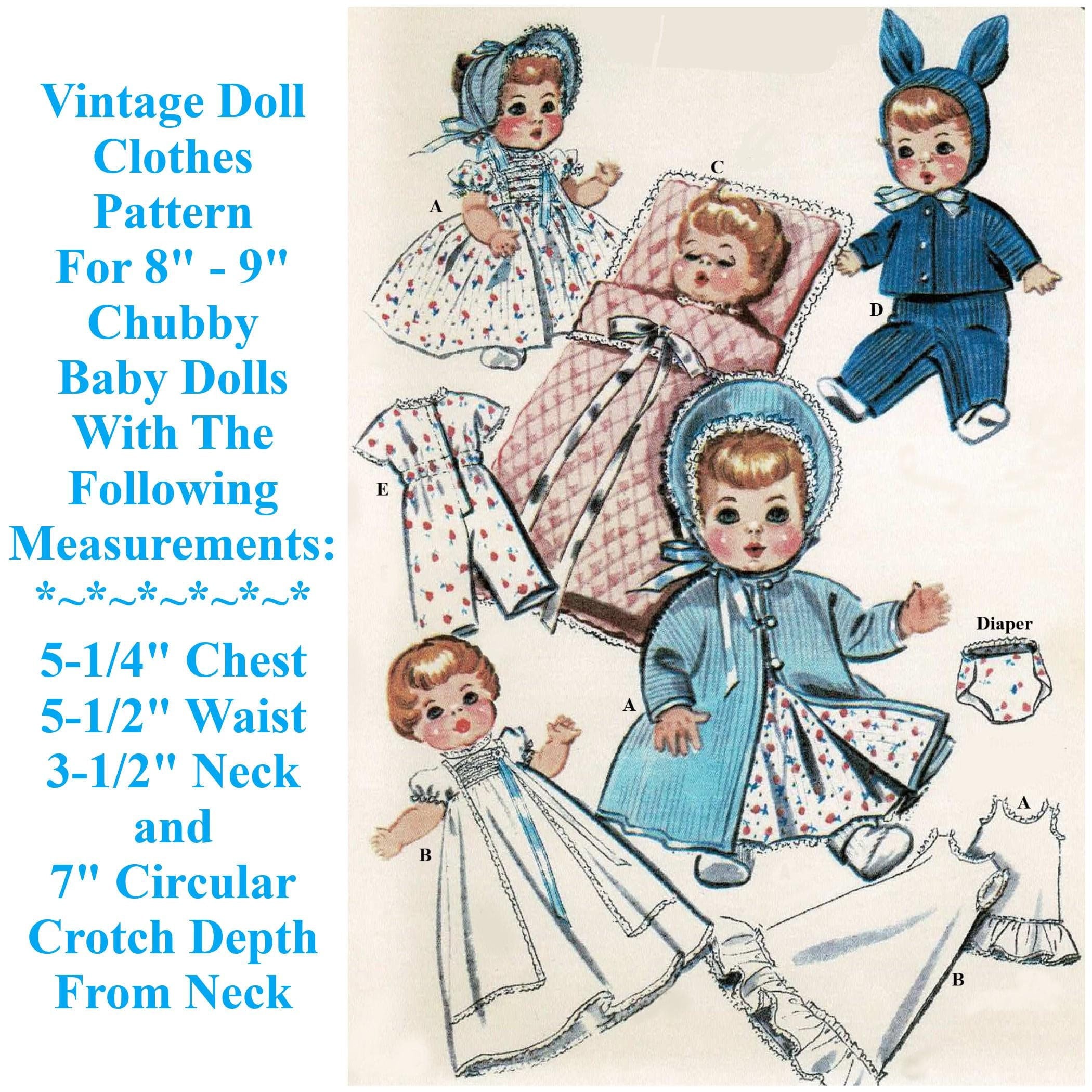 8 to 9 Baby Doll Clothes Pattern for Dy Dee Baby Tiny Tears Wendy kins Wendy Ginette Gigi and Other Dolls of the Same Size Etsy UK