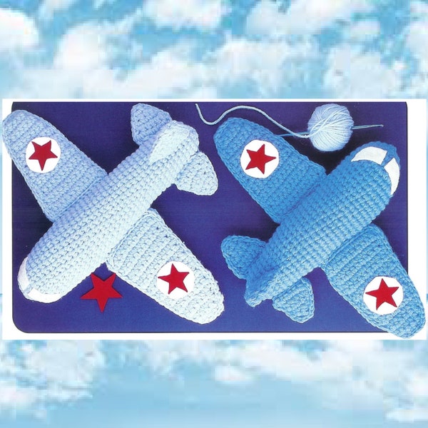 Amigurumi Toy Airplane Crochet Pattern 2 Sizes 9" and 12" PDF Digital Download Vintage Crochet