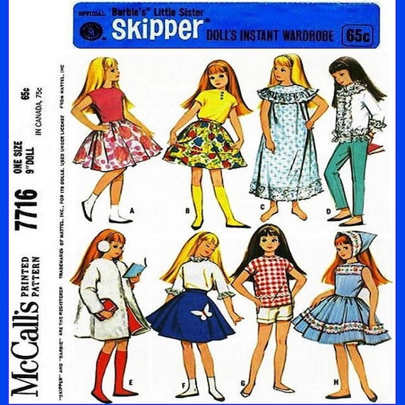 Skipper Doll Clothes Pattern Mccall's 7716 Vintage Sewing Pattern PDF  Instant Download Printed on 8-1/2x11 A4 Paper -  Canada