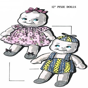 12&quot; Pixie Dolls & Doll Clothes Vintage Sewing Pattern From 1943, PDF Digital Download,