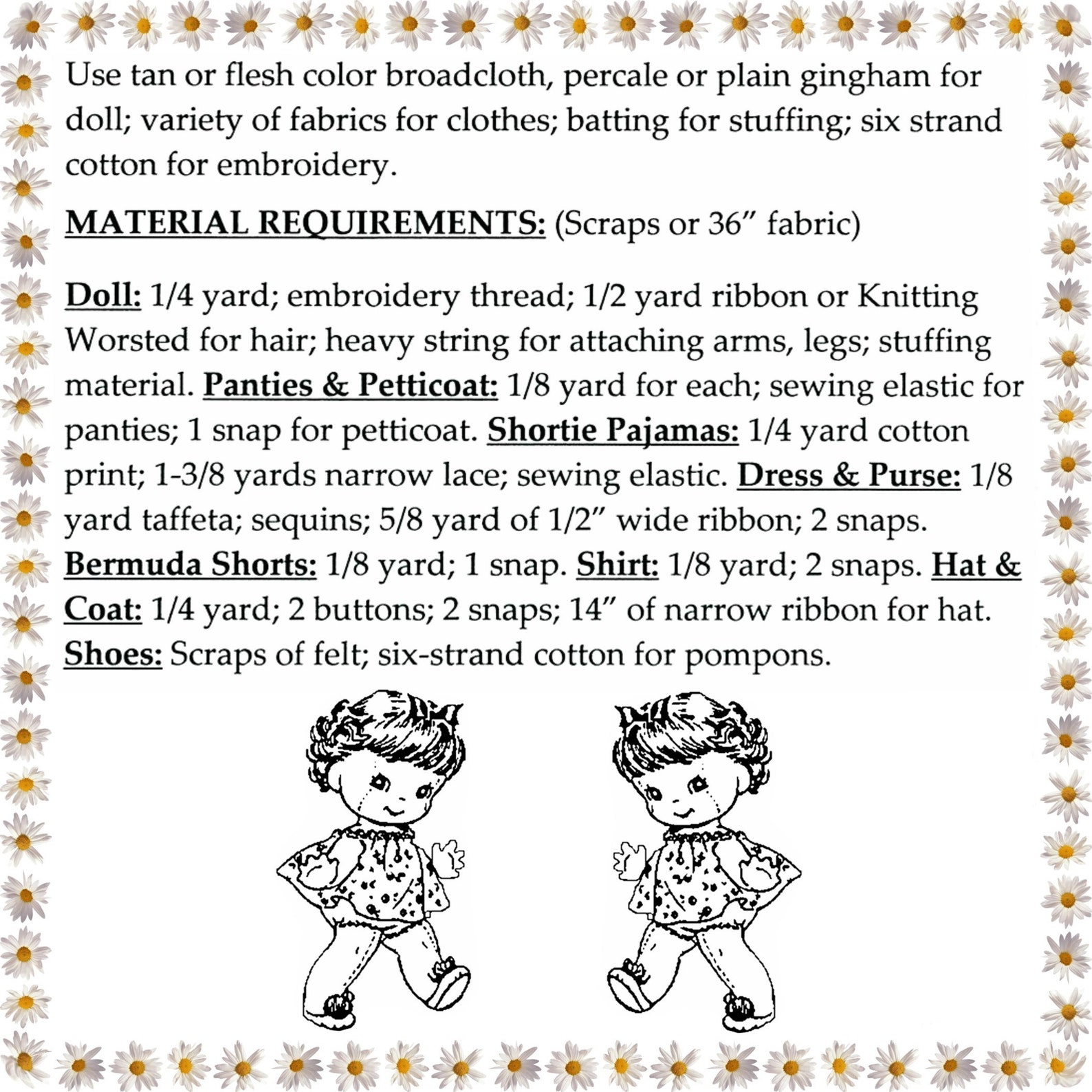3 Doll Patterns and Their Clothes Patterns, Each Doll is 10
