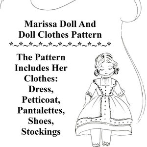 8&quot; Doll and Doll Clothes Pattern c. 1860 Vintage Sewing Pattern PDF Digital Download