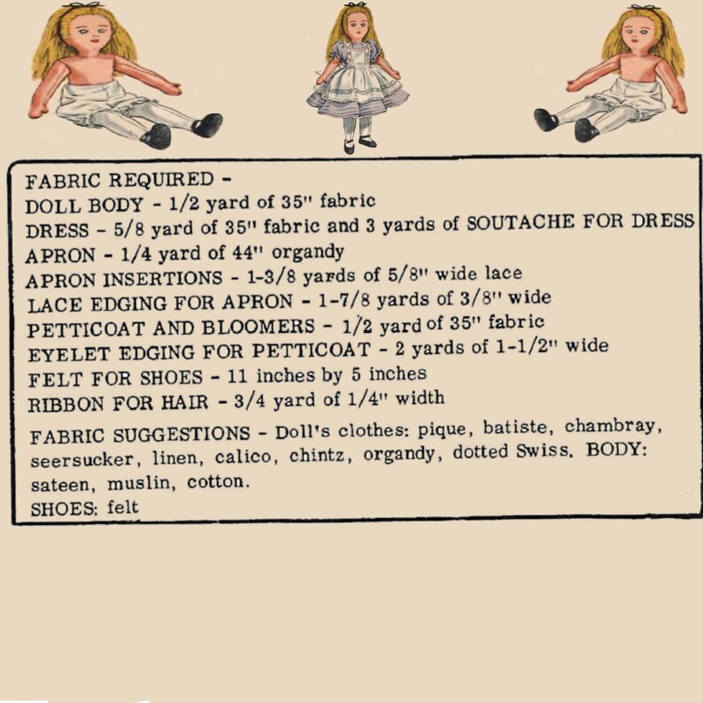 18 Alice In Wonderland Doll & Doll Clothes Simplicity 2240 Vintage Sewing Pattern image 3