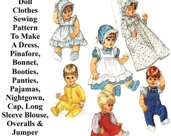 15&quot; - 16&quot; Baby Doll Clothes Vintage Sewing Pattern