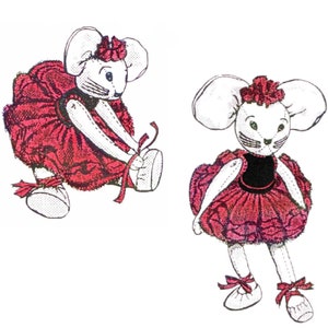 18&quot; Jointed Ballerina Mouse Doll Pattern & Doll Clothes Sewing Pattern  That Will Be Mailed To You