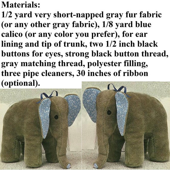 Elephant Soft Toy Sewing Pattern
