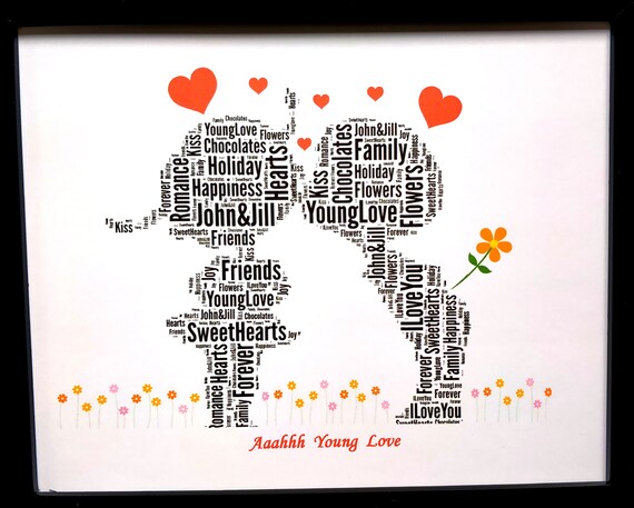 New Personalised AAHH Young Love Word Art PRINT ONLY Will Fit