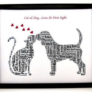 Personalized Cat and Dog Word Art Print: Unique Pet Gift