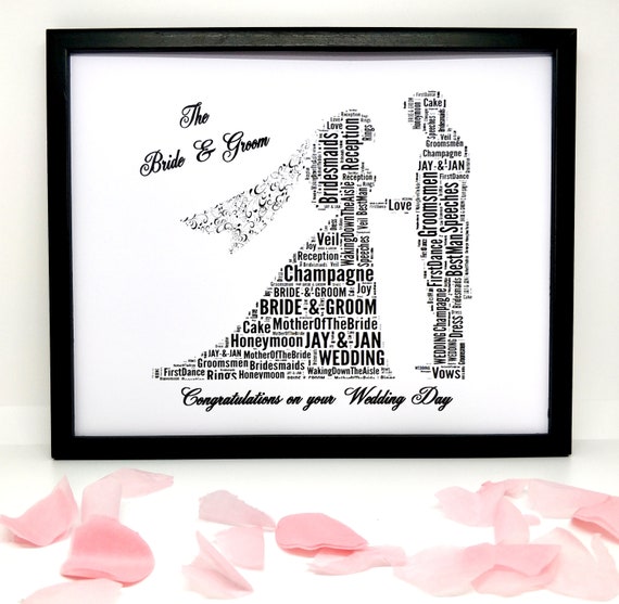 Bride & Groom Present Personalised Wedding Gift Beautiful Word Art Print 