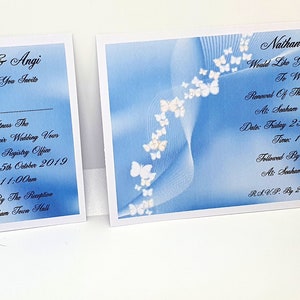 75 Or 100 x Personalised Renewal Of Vows Invitations/Wedding Renewal of Vows Invitations, Butterfly Design, Design (A) with Free Envelopes.