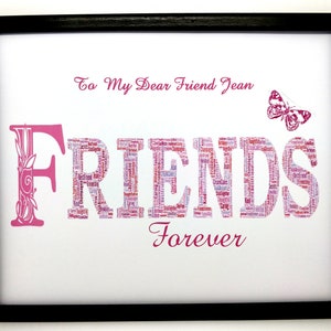 Details about   Personalised Word Art Gifts For Best Friend Friendship Birthday Keepsake Day 