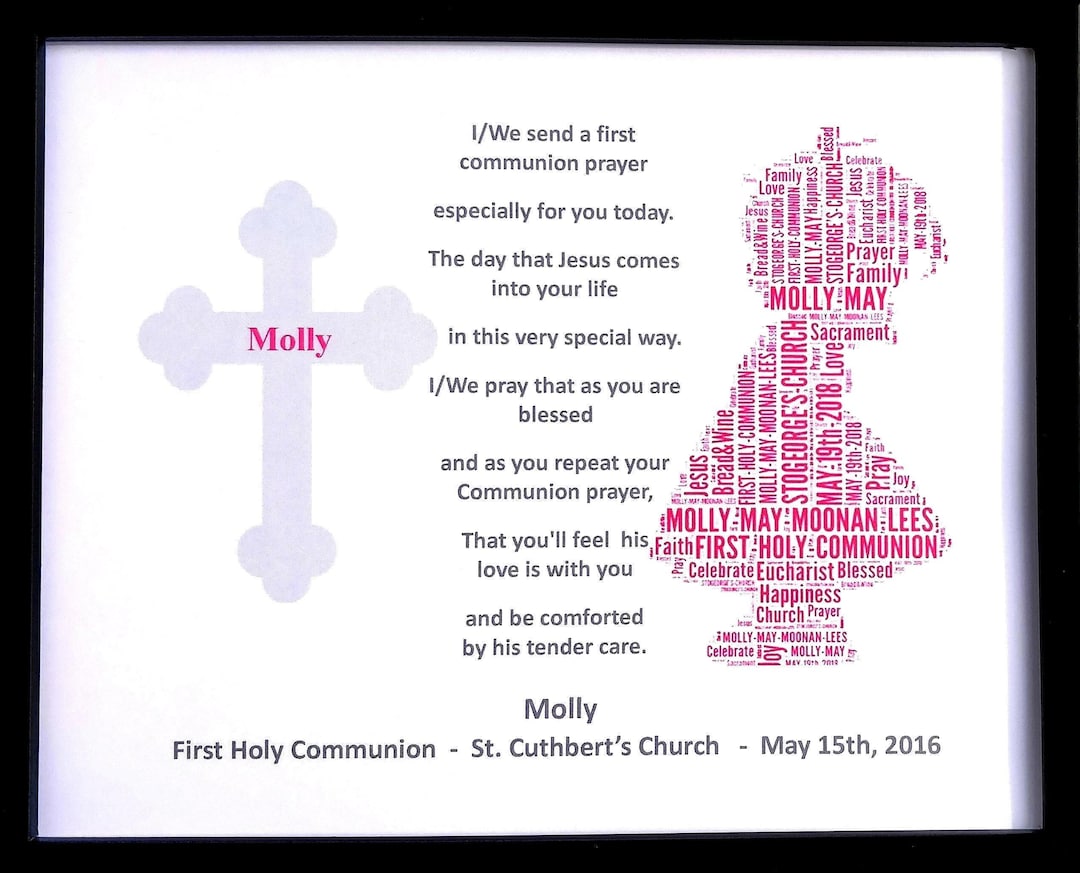 Personalised First Holy Communion Word Art, Girl's or Boys Gift With ...