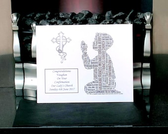 "Personalisierte Konfirmation ""Word Art Geschenk"" nur Druck." Geschenk und Andenken