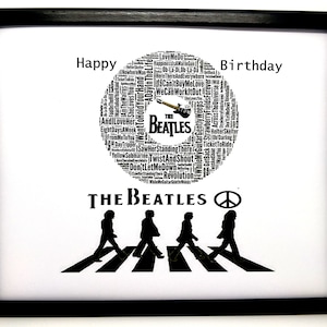 New Personalised 'The Beatles' Word Art PRINT ONLY Size 8"x10". Birthday, Christmas, Fathers Day, Mothers Day, Friend. Unique Gift Keepsake