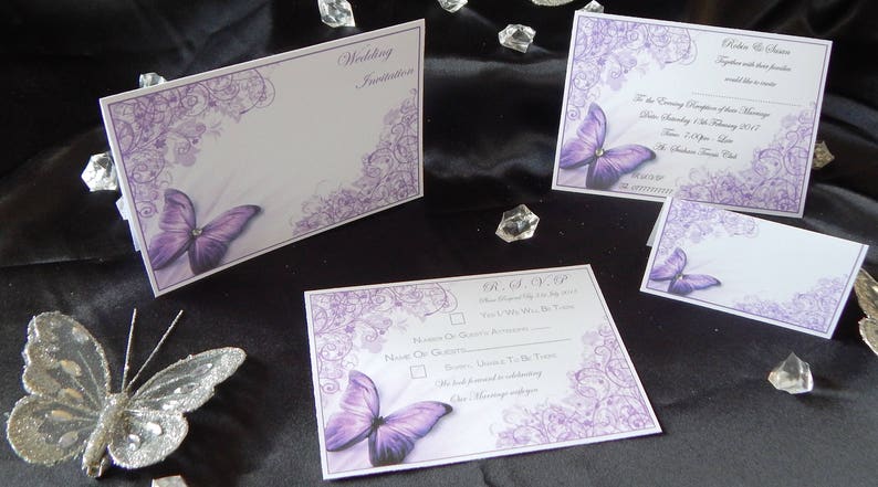 New 75 Or 100 X Personalised Butterfly Wedding Invitations Etsy