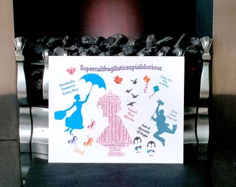 Personalised 'Mary Poppins Inspired' Word Art Gift Print Only Keepsake