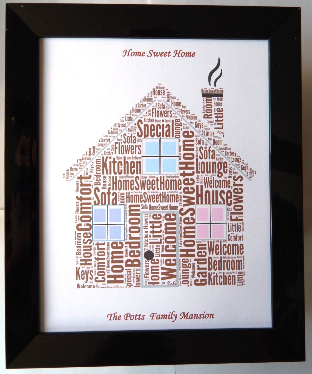 New Personalised Home Sweet Home Word Art in Photo Frame Etsy