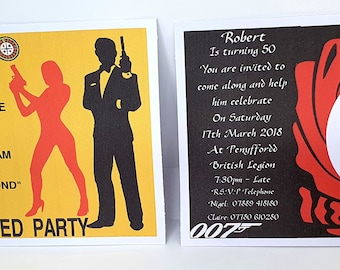 Personalized James Bond 007 Birthday Invitations: Theme Night Party
