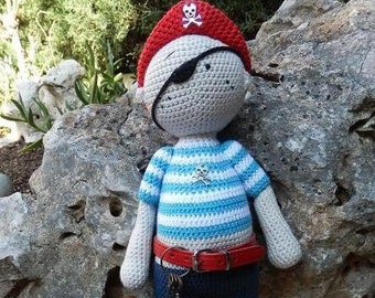 Crochet  pattern , doll Pirate Jack - PDF pattern.