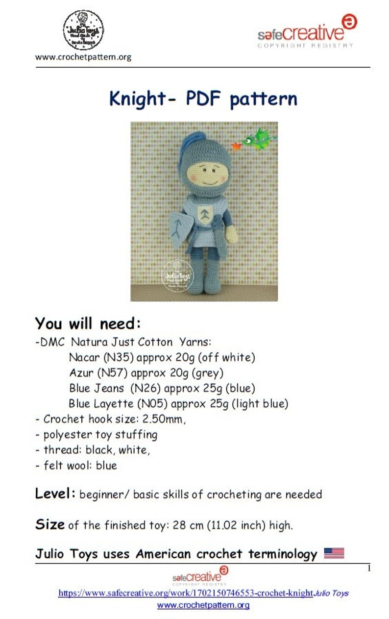 Crochet Knight PDF pattern image 3