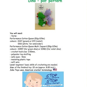 Dino crochet dinosaur PDF pattern image 7