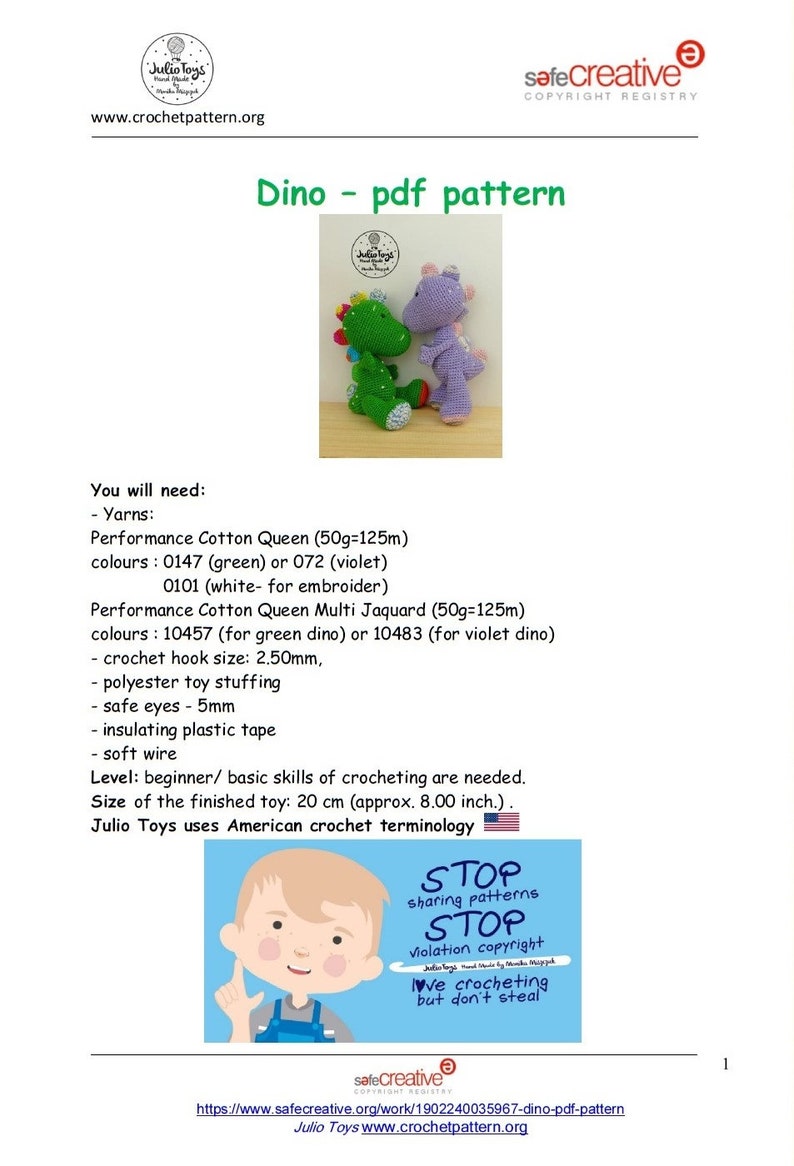 Dino crochet dinosaur PDF pattern image 7