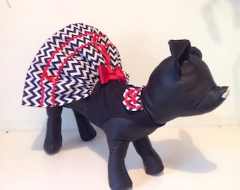 Beautiful black white and red dress for small breed dogs, designer dog dresses, custom made dog dresses, stylish dog dress , washable dress