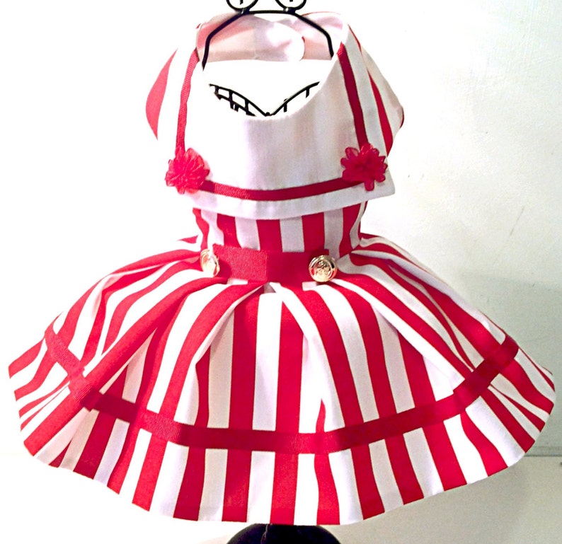 Sailor dog dresses for small breed dogs, designer dog clothes, custom dog outfits, holiday party dresses, pet clothes, dog dresses, XS dress image 3