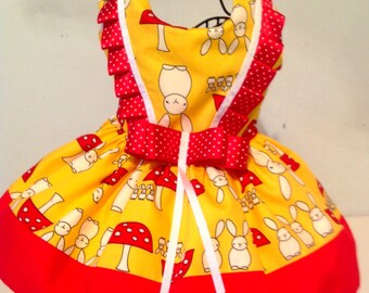 Navy, yellow, and Green Easter dog dresses