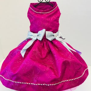 Dark pink glittery party dog dress