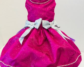 Dark pink glittery party dog dress