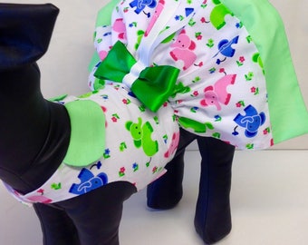 Precious Pup elephant dog dress, designer dog clothes, custom made dog outfits, chihuahua dog clothes, pet outfits, dog dresses, cotton,pets