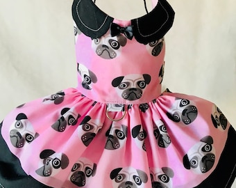 Precious pup pinkpug face harness dress, Designer Dog Clothes, Custom Made Dog Outfits, Chihuahua Dog Costumes, Pet Clothes, Dog Harnesses