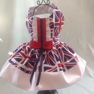 Union Jack dog dress for girls or waistcoat for boy dogs for small breed dogs,custom made dog dress,designer dog clothes,chihuahua dog dress