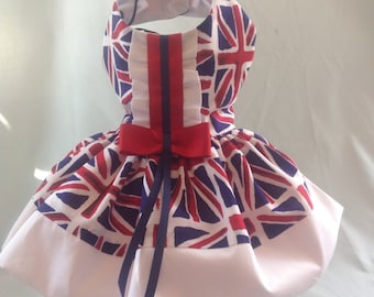 Union Jack dog dress for girls or waistcoat for boy dogs for small breed dogs,custom made dog dress,designer dog clothes,chihuahua dog dress