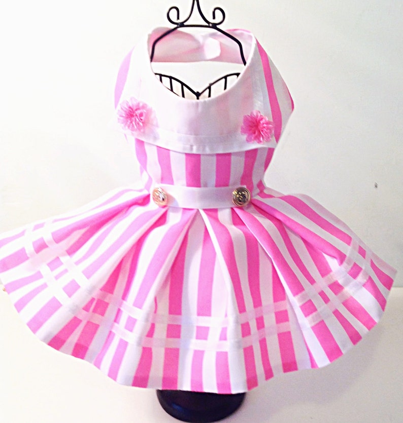 Sailor dog dresses for small breed dogs, designer dog clothes, custom dog outfits, holiday party dresses, pet clothes, dog dresses, XS dress image 2