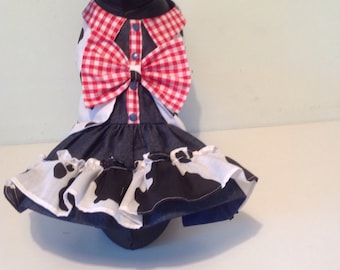 Cowgirl fancy dress costume for all small breed  dogs, designer dog clothes, custom made dog outfits, chihuahua fancy dress for dogs,pet pup